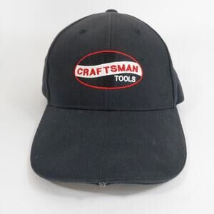Craftsman Tools LED‎ Light-Up Black Adjustable Strap Back Cap Hat Retro Logo